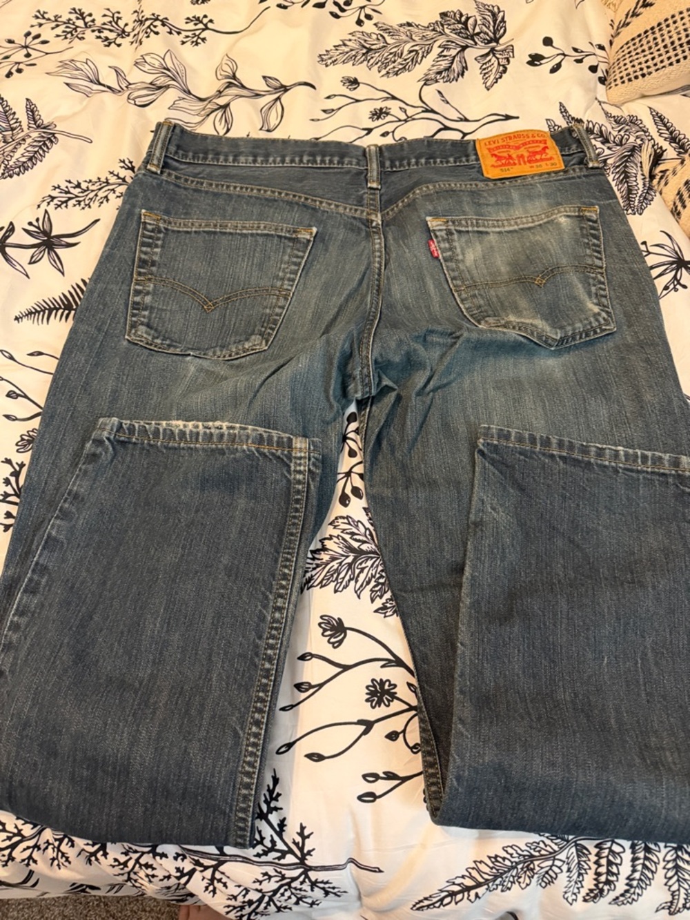 Levi's Faded Blue Straight Jeans with Patch Detail